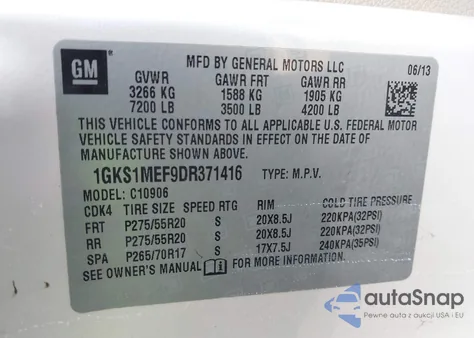 2013 GMC Yukon Xl 1500 Denali from USA, damaged, VIN 1GKS1MEF9DR371416